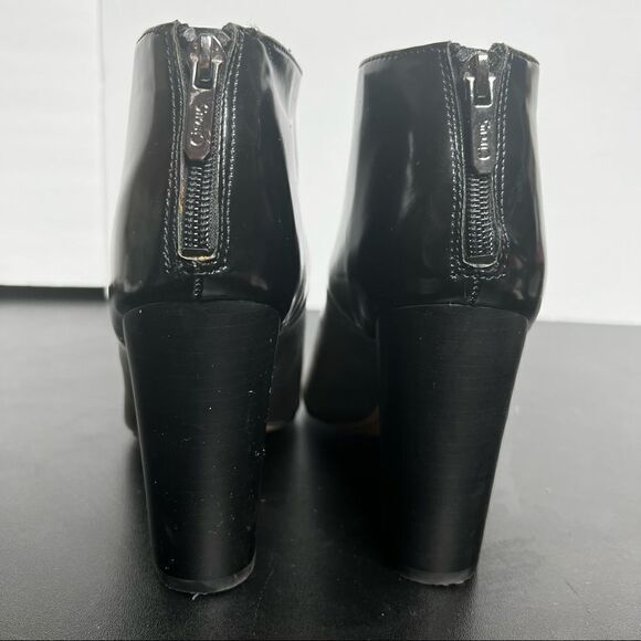 Sam Edelman Circus NORTH 7.5M Black/Silver Leather Peeptoe Bootie Block Heel - Picture 4 of 10